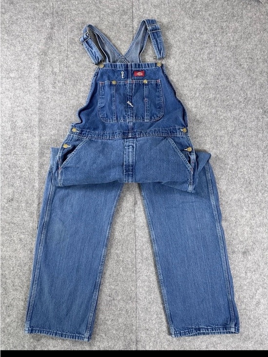 Other - Dickies Dungarees Adult 38x32 Blue Bib Overalls Denim Work Wear Carpenter Mens